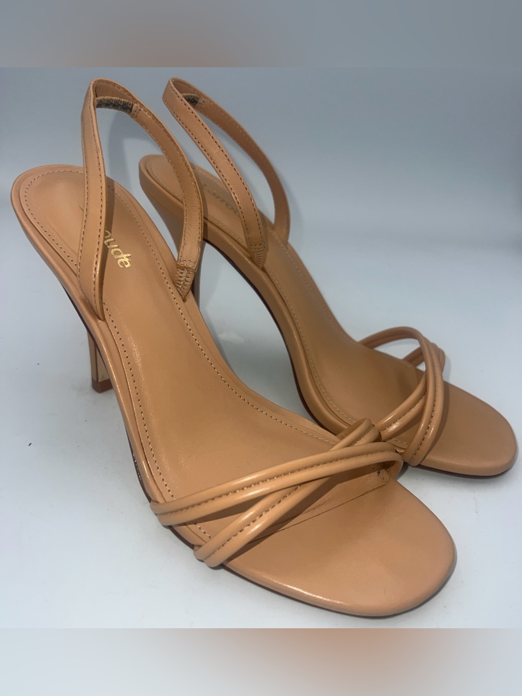 Larroude Annie Leather Slingback Sandal Tan Made In Brazil Women’s Size 8.5